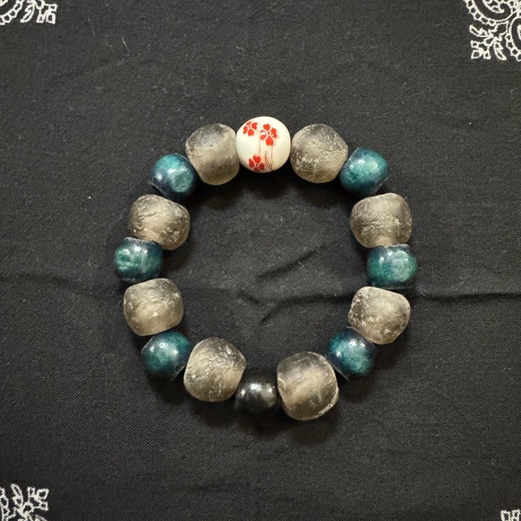 JUNGLE HIPPIE BRACELET - handmade sea glass, wood, ceramic - one of a kind - Picture 7 of 7